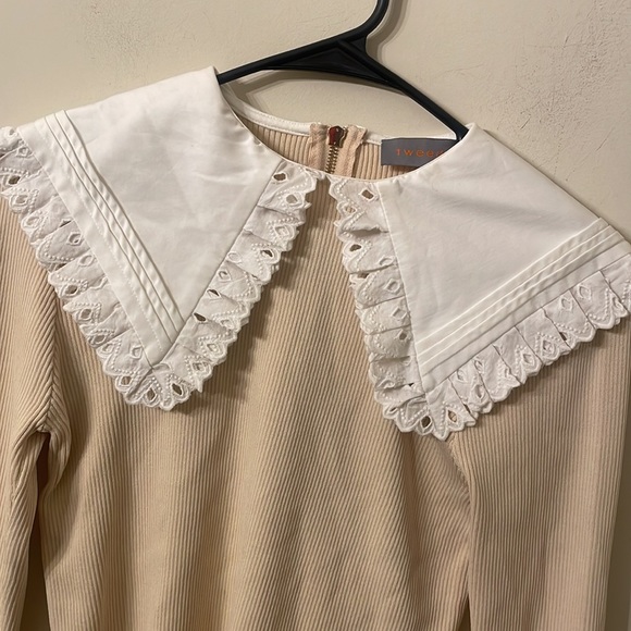 Tweed Pilgrim Collar Sweater - Picture 4 of 5